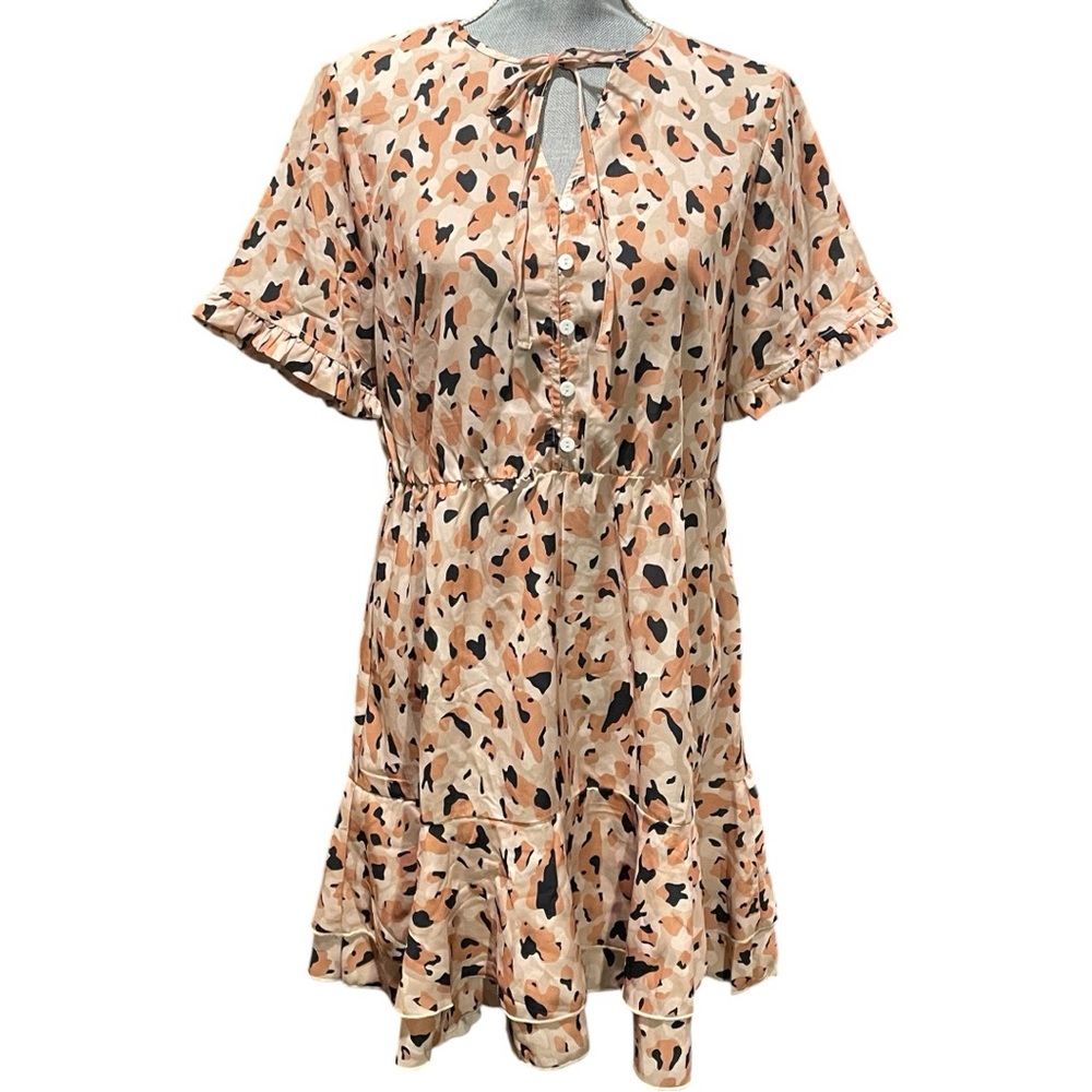 Leopard Print Short Sleeve Flowy Dress NWT